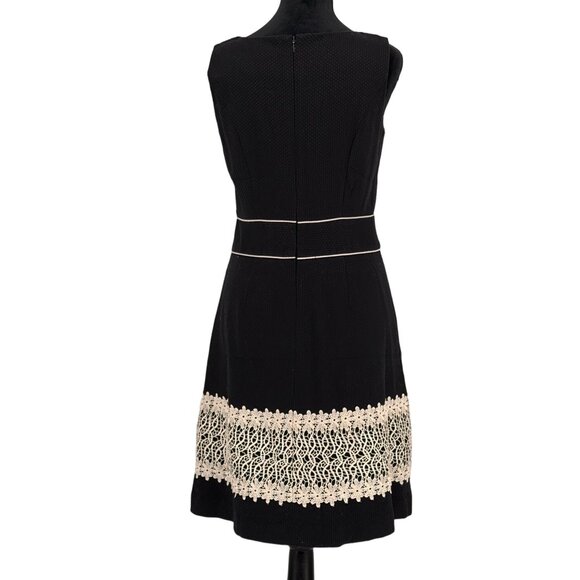 Vtg Alexandra Bartlett Dress Womens 8 Black Textured Dress Lace Hem 80s Coquette - Picture 8 of 8